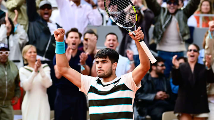 Carlos Alcaraz charged to a thrilling five-set win over Jannik Sinner to claim the 2025 French Open title. Carlos Alcaraz charged to a thrilling five-set win over Jannik Sinner to claim the 2025 French Open title.