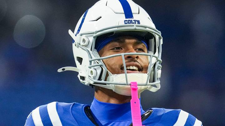 Indianapolis Colts wide receiver Josh Downs warms up
