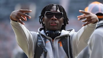 Tennessee wide receiver Nate Spillman (80) stops for the camera before the start of the NCAA college football game between Tennessee and Georgia on Saturday, November 18, 2023.