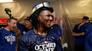 Luisangel Acuña celebró la clasificación de los Mets a la Serie de Campeonato