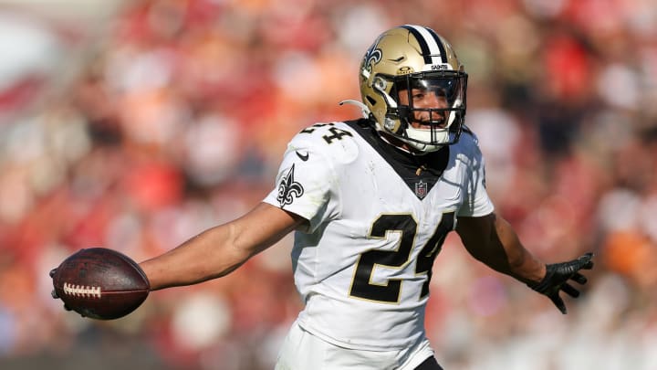 New Orleans Saints safety Johnathan Abram celebrates after a turnover against the Tampa Bay Buccaneers in the fourth quarter at Raymond James Stadium. 