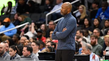 Orlando Magic head coach Jamahl Mosley look on during the second quarter against the Washington Wizards at Capital One Arena.