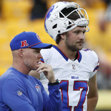 Buffalo Bills head coach Sean McDermott and quarterback Josh Allen.