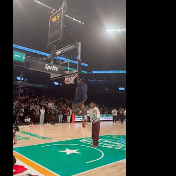 Dybantsa dunks over Reese at the McDonald's All-American game Sprite Jam Fest