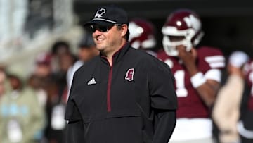 Mississippi State Bulldogs head coach Jeff Lebby looks on before the game against the Mississippi Rebels at Davis Wade Stadium at Scott Field.