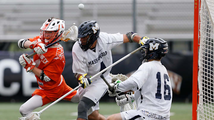 The Massapequa boys lacrosse team competes against Mamaroneck in the Class A state semifinal round in 2019. The Massapequa school district is fighting to keep its Chiefs' name and logo despite the state's 2023 mandate to ban Native American mascots within schools throughout the state. The Massapequa boys lacrosse team competes against Mamaroneck in the Class A state semifinal round in 2019. The Massapequa school district is fighting to keep its Chiefs' name and logo despite the state's 2023 mandate to ban Native American mascots within schools throughout the state.