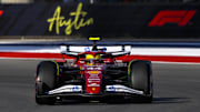 Oct 18, 2025; Austin, TX, USA; Scuderia Ferrari driver Lewis Hamilton (44) of Team Great Britain drives during the qualifying session for the 2025 US Grand Prix Sprint race at Circuit of The Americas Austin. Mandatory Credit: Jerome Miron-Imagn Images