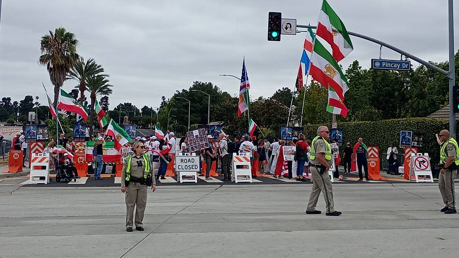 Contained protestors.