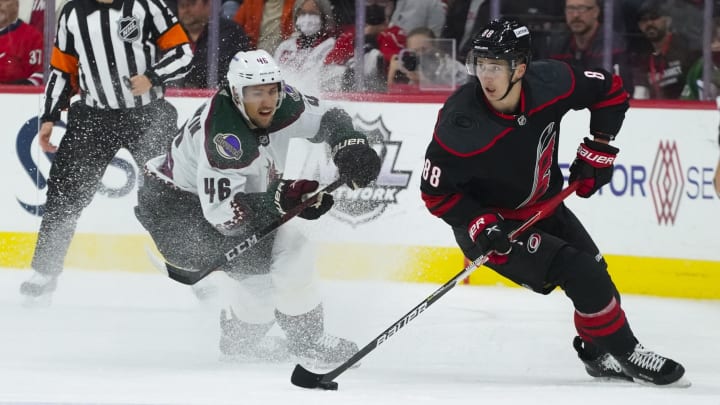 The Hurricanes and Coyotes will play for the final time this NHL season on Monday.