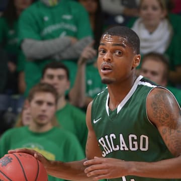 Nov 26, 2012; South Bend, IN, USA; Chicago State Cougars guard Jamere Dismukes (2) dribbles the ball up court in the first half against the Notre Dame Fighting Irish at the Purcell Pavilion. Notre Dame won 92-65. Mandatory Credit: Matt Cashore-Imagn Images