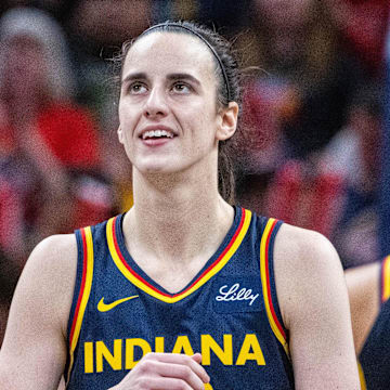 Jun 14, 2025; Indianapolis, Indiana, USA; Indiana Fever guard Caitlin Clark (22) in the second half against the New York Liberty at Gainbridge Fieldhouse. Mandatory Credit: Trevor Ruszkowski-Imagn Images