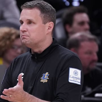 Mar 21, 2024; Salt Lake City, UT, USA; McNeese State Cowboys head coach Will Wade during the second half in the first round of the 2024 NCAA Tournament against the Gonzaga Bulldogs at Vivint Smart Home Arena-Delta Center. Mandatory Credit: Gabriel Mayberry-Imagn Images