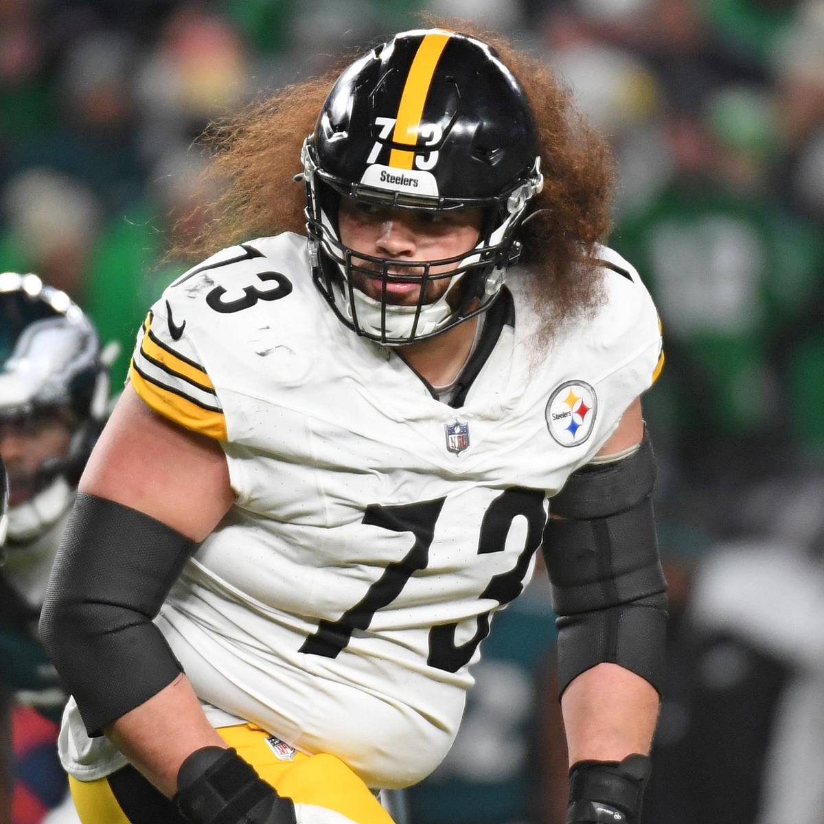 Steelers offensive lineman in action