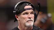 Washington Commanders head coach Dan Quinn during the second half against the Atlanta Falcons at Mercedes-Benz Stadium.