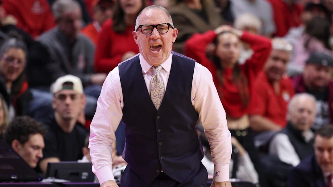 Maryland Terrapins head coach Buzz Williams reacts during the second half against the Rutgers Scarlet Knights at Jersey Mike's Arena.