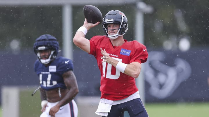 Houston Texans quarterback Davis Mills (10) during training camp.