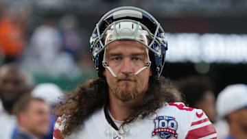 East Rutherford, NJ -- August 24, 2024 -- Jamie Gillan of the Giants before the game. The New York Giants and New York Jets meet at MetLife Stadium in the final preseason game of the 2024 season for both teams.