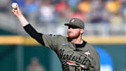 Vanderbilt pitcher Drake Fellows (66) throws a pitch against Michigan in the 2019 NCAA Men's College World Series Finals at TD Ameritrade Park  Monday, June 24, 2019, in Omaha, Neb.

Gw52922