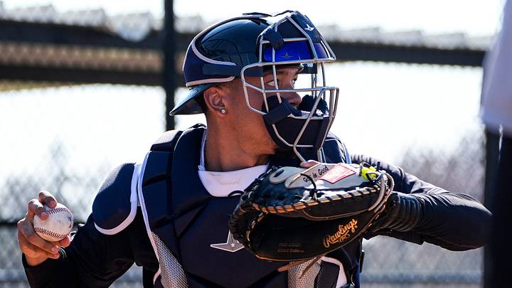 Detroit Tigers catcher Thayron Liranzo practices during spring training at TigerTown in Lakeland, Fla. on Friday, Feb. 13, 2026.