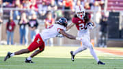 Nov 16, 2024; Stanford, California, USA;  Stanford Cardinal wide receiver Tiger Bachmeier (24) turns the corner during the second quarter against the Louisville Cardinals at Stanford Stadium. Mandatory Credit: Bob Kupbens-Imagn Images