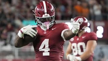 Alabama running back Daniel Hill celebrates a play in the second half against Tennessee.