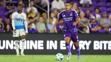 May 14, 2025; Orlando, Florida, USA; Orlando City forward Luis Muriel (9) controls the ball against Charlotte FC in the second half at Inter&Co Stadium. Mandatory Credit: Nathan Ray Seebeck-Imagn Images