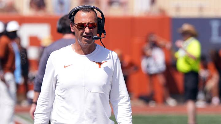 Sep 5, 2026; Austin, Texas, USA;  Texas Longhorns Head Coach Steve Sarkisian during the second quarter of a game against the Texas State Bobcats at Darrell K Royal-Texas Memorial Stadium.  Mandatory Credit: Scott Wachter-Imagn Images