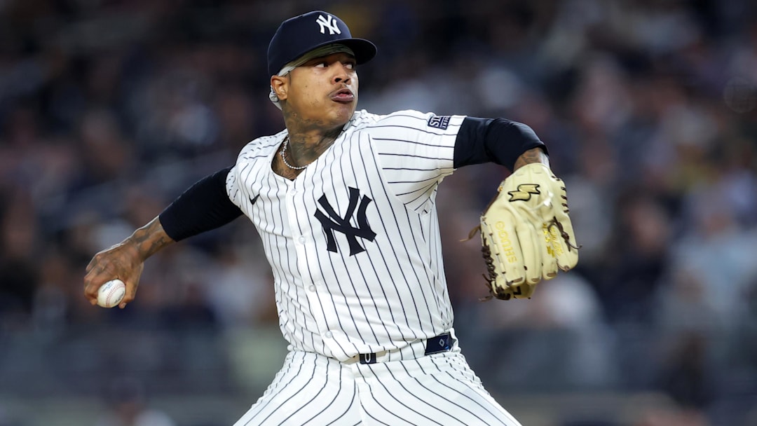Sep 25, 2024; Bronx, New York, USA; New York Yankees starting pitcher Marcus Stroman (0) pitches against the Baltimore Orioles during the first inning at Yankee Stadium. Mandatory Credit: Brad Penner-Imagn Images