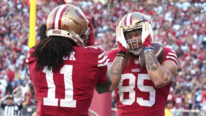 San Francisco 49ers tight end George Kittle (85) with wide receiver Brandon Aiyuk (11)