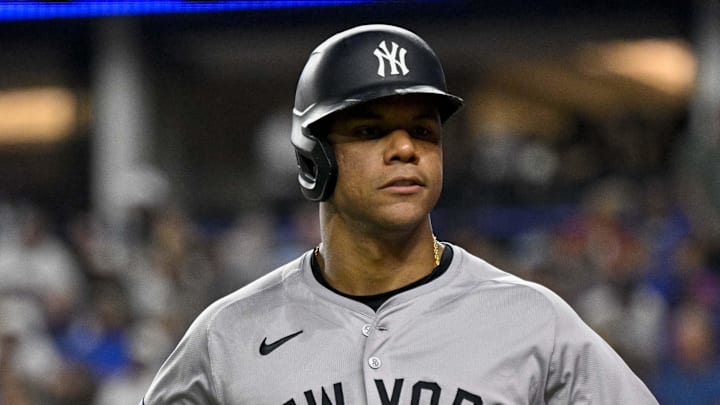 Sep 2, 2024; Arlington, Texas, USA; New York Yankees right fielder Juan Soto (22) in action during the game between the Texas Rangers and the New York Yankees at Globe Life Field