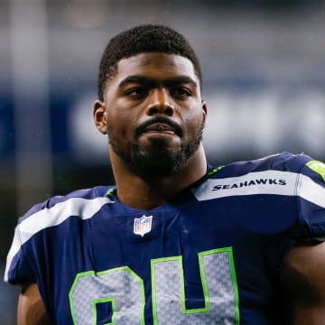 Oct 25, 2021; Seattle, Washington, USA; Seattle Seahawks defensive end Rasheem Green (94) walks to the locker room following a 13-10 loss against the New Orleans Saints at Lumen Field. Mandatory Credit: Joe Nicholson-USA TODAY Sports