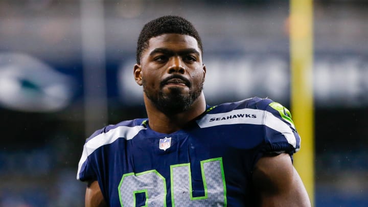 Oct 25, 2021; Seattle, Washington, USA; Seattle Seahawks defensive end Rasheem Green (94) walks to the locker room following a 13-10 loss against the New Orleans Saints at Lumen Field. Mandatory Credit: Joe Nicholson-USA TODAY Sports