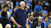 Feb 28, 2019; Los Angeles, CA, USA; ESPN broadcasters Bill Walton (left) and Dave Pasch in the second half of an NCAA basketball game between the Southern California Trojans and the UCLA Bruins at Pauley Pavilion.Mandatory Credit: Kirby Lee-Imagn Images
