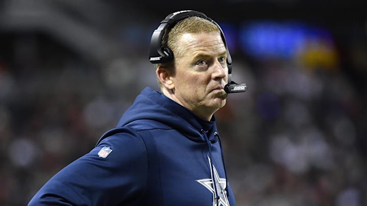 Former Dallas Cowboys coach Jason Garrett looks on from the sideilnes. Former Dallas Cowboys coach Jason Garrett looks on from the sideilnes.