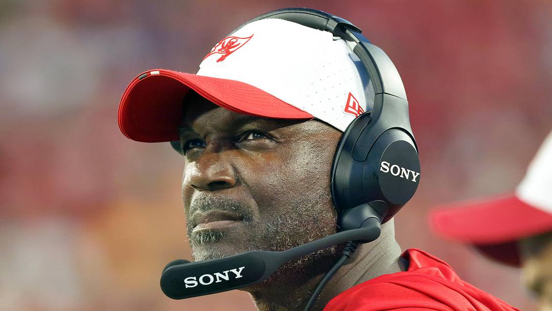 Aug 9, 2025; Tampa, Florida, USA; Tampa Bay Buccaneers head coach Todd Bowles looks on against the Tennessee Titans during the first half at Raymond James Stadium. Mandatory Credit: Kim Klement Neitzel-Imagn Images