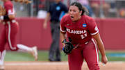 Oklahoma pitcher Kierston Deal celebrates during the Sooners' win over Alabama in the Norman Super Regional.
