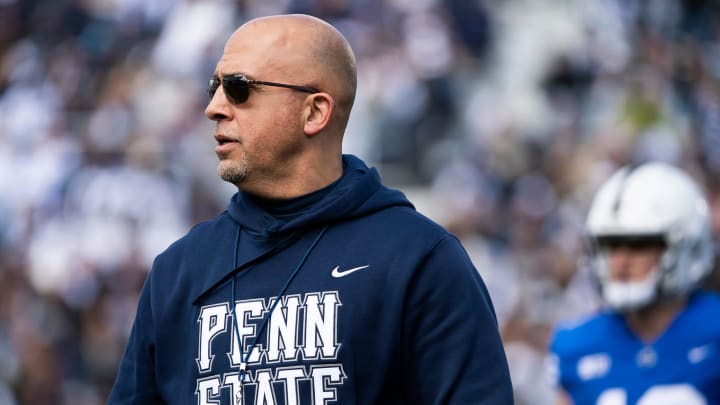 Penn State head coach James Franklin watches during the Blue-White game 