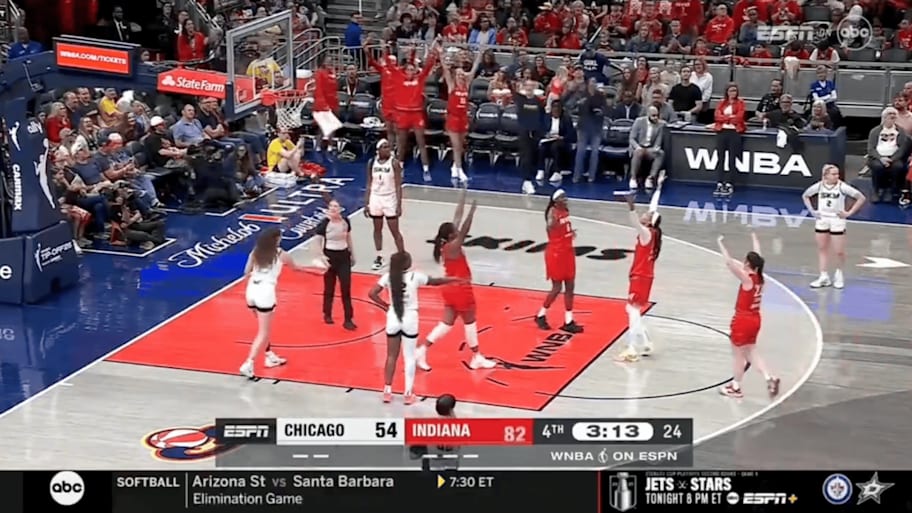 Bonner's Fever teammates celebrate her moving into third on the WNBA's all-time scoring list | Screengrab via ESPN/ABC