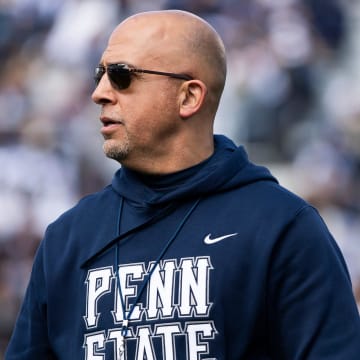 Penn State head coach James Franklin watches during the Blue-White game at Beaver Stadium on Saturday, April 13, 2024, in State College.