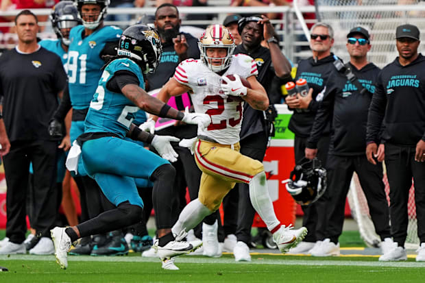 San Francisco 49ers running back Christian McCaffrey (23).