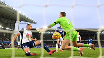Richarlison scores past former Everton team mate Jordan Pickford 