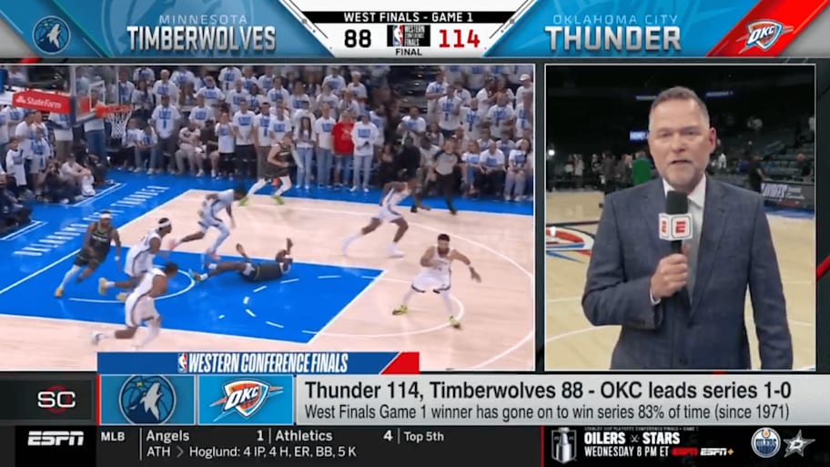 Former Nuggets coach Malone analyzes the Western Conference finals on ESPN | Screengrab via ESPN