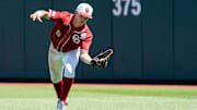 Jun 22, 2022; Omaha, NE, USA; Oklahoma Sooners right fielder John Spikerman (8) 
