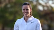 Nov 13, 2024; Belleair, Florida, USA; Indiana Fever guard Caitlin Clark (22) participates in The Annika golf tournament Pro Am at Pelican Golf Club. Mandatory Credit: Nathan Ray Seebeck-Imagn Images