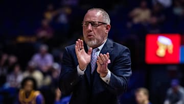 Mar 8, 2025; Baton Rouge, Louisiana, USA; Texas A&M Aggies head coach Buzz Williams looks on against the LSU Tigers during the first half at Pete Maravich Assembly Center. Mandatory Credit: Stephen Lew-Imagn Images