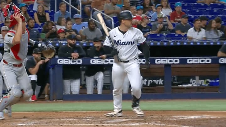 Marlins catcher Fortes didn't knw what happened after he tried to get our of the way of an inside pitch Marlins catcher Fortes didn't knw what happened after he tried to get our of the way of an inside pitch