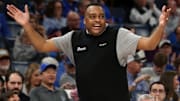 Feb 11, 2024; Memphis, Tennessee, USA; Tulane Green Wave head coach Ron Hunter reacts during the second half against the Memphis Tigers at FedExForum