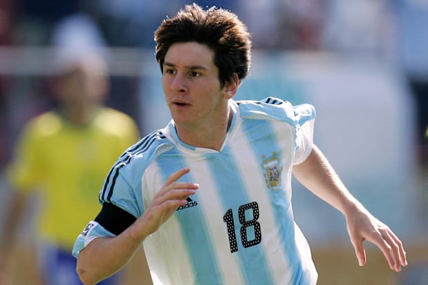 A young Lionel Messi in action for Argentina's U-20s.