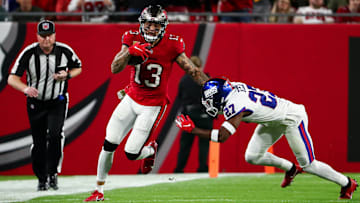 Who are the announcers and referees for Buccaneers vs. Giants game in Week 12