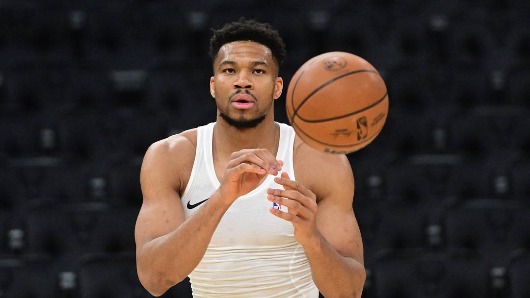 Mar 31, 2026; Milwaukee, Wisconsin, USA; Milwaukee Bucks forward Giannis Antetokounmpo (34) warms up before a game against the Dallas Mavericks at Fiserv Forum. Mandatory Credit: Benny Sieu-Imagn Images